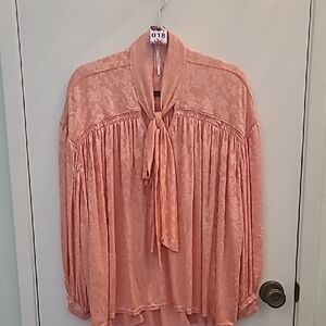 18. Chic Pink 3/4 Sleeve Blouse with Tie Front